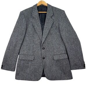 Harris Tweed Men 40R Gray TWEED Wool Sport Coat Blazer Jacket Handwoven Academia